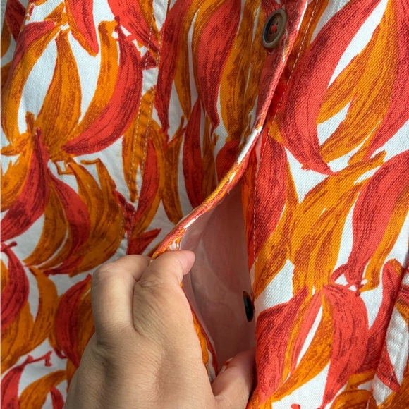 Maeve by Anthropologie Button up Banana Grove Denim Midi A-Line Skirt Orange 4 - Picture 8 of 13